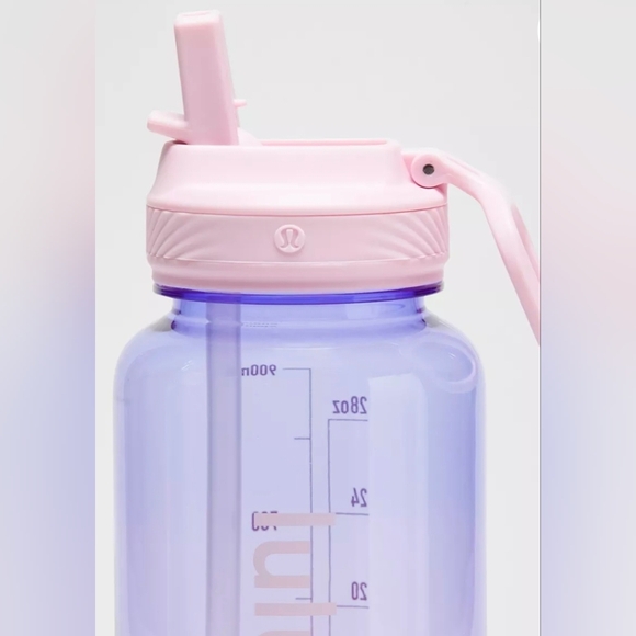 Lululemon Back To Life Clear Bottle 32oz With Straw/lid In Pink and Purple, New - Picture 2 of 2